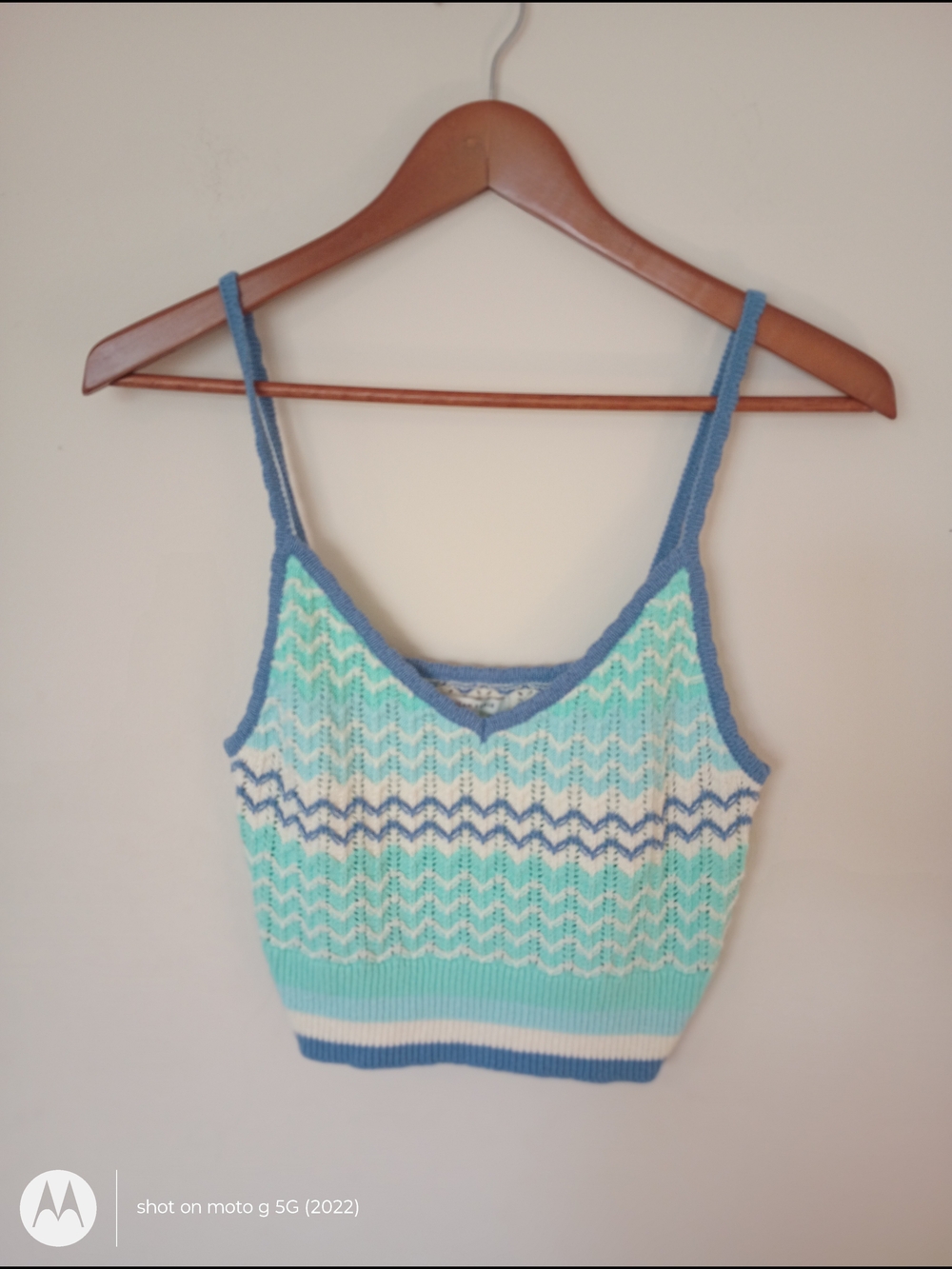 American Eagle Blue & Mint Knit  Cropped Tank Top Size L